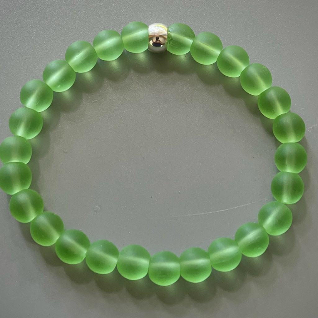 Elegant Green Sea Glass Handcrafted Beaded Bracelet